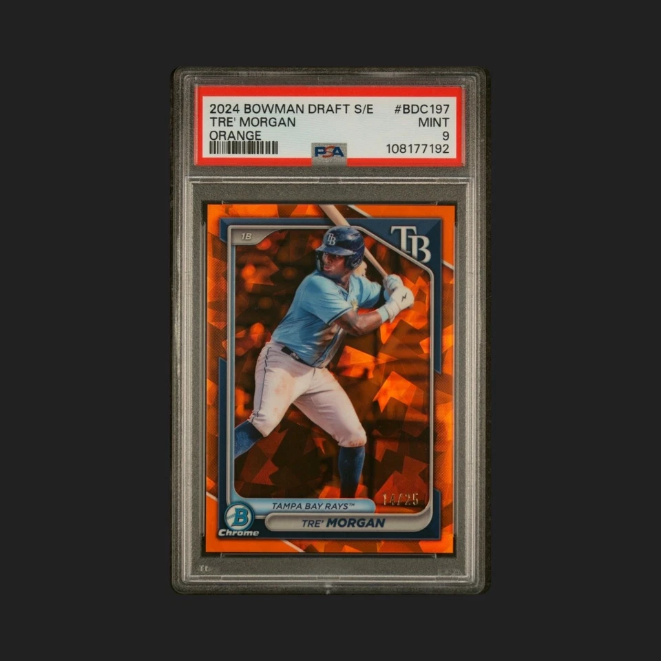 2024 Bowmans Draft Sapphire Edition Orange Tre' Morgan #BDC 197 #/25 PSA 9 Rays - Image 1 of 2