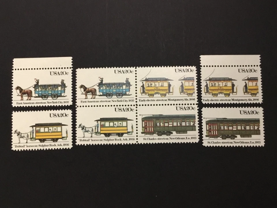 old stamps  USA  x  8  STREET CARS 1983  MNH - Image 1 of 1