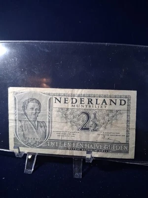 RARO 1949 Países Bajos 2 1/2 florines muntbiljet Foto 1 de 4