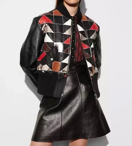 Giacca pelle shearling Coach 1941 patchwork MA1 nuova con etichetta taglia 4