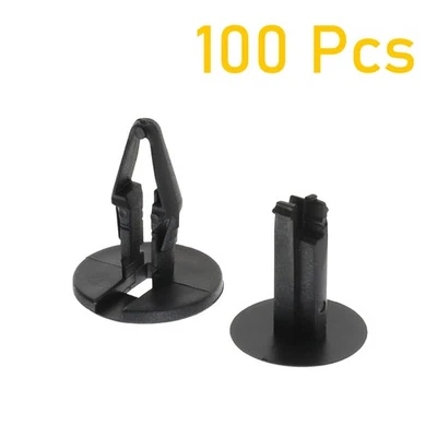 100 clips de retención tipo empuje de nailon negro 17/64" (6,5 mm) agujero reemplaza GM 11589290 Foto 1 de 4