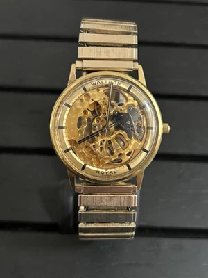 ¡ULTRA RARO! Reloj Waltham Royal Skeleton Hecho en Suiza - Correa y Estuche Lleno de Oro Foto 1 de 4