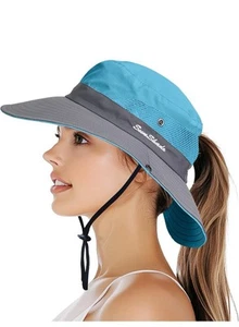 Sun Bucket Hats for Women Breathable Fishing Hat Wide Brim UV Protection Hats Pu - Picture 1 of 2