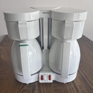 Vintage Krups Coffee Maker Duo Type 270 Dual Drip Machine Double Carafe White - Picture 1 of 12