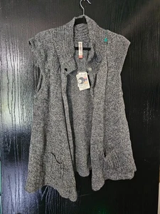No Boundaries XL Charcoal Marl Knit Sleeveless Cardigan NWT - Picture 1 of 3