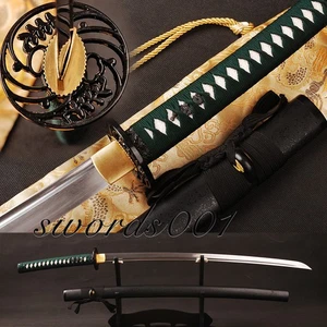 Espada Katana Japonesa Acero Doblado Damasco Verde ito Hoja Afilada Pulida - Imagen 1 de 16