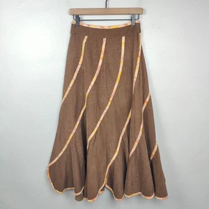 Vintage Y2K Marc Jacobs Midi Skirt Womens 4 Brown Corduroy Twist Flounced - Picture 1 of 8