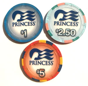 Princess Cruises - Set of $1, $2.50, and $5 Casino Chips - Picture 1 of 1
