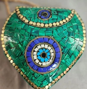 Ramla Handbag NEW!  Mosaic Teal Evil Eye Handmade Artsy Boho Bohemian - Picture 1 of 5