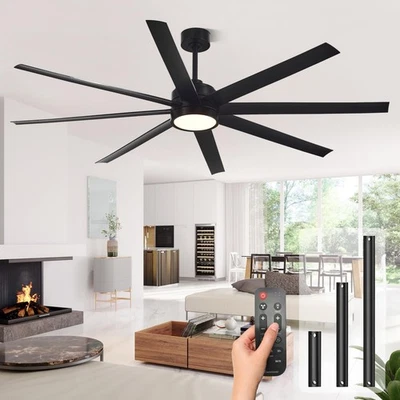 Modern Ceiling Fans with Lights 72 Inch Ceiling Fan with Light and Remote Bed... - Image 1 of 4