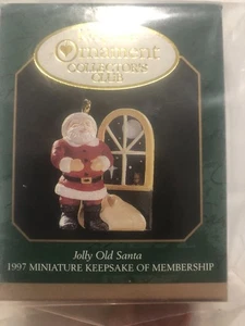 Hallmark "Jolly Old Santa" Miniatur Ornament 1997 Andenken der Mitgliedschaft Neu im Karton - Bild 1 von 4