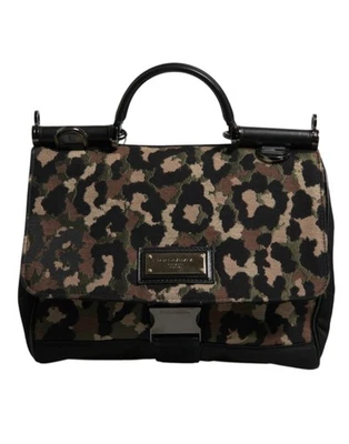 Bolso de Mano para Mujer Dolce & Gabbana Marrón Estampado de Leopardo Lacado Nylon Sicilia Foto 1 de 4