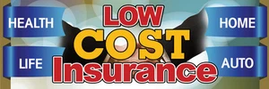 2ft x 6ft Low Cost Insurance Vinyl Banner 2'x6' -Alt to Banner Flag (138) - Picture 1 of 1