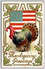 Thanksgiving Turkey American Flag Patriotic 1908 To Pottstown PA Postcard C40
