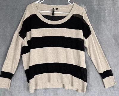 Suéter de punto para mujer talla mediana a rayas transparentes elástico informal elegante capas de moda Foto 1 de 4