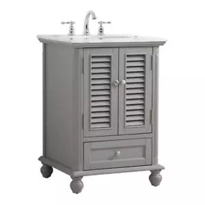 Elegant Decor Rhodes 24" Coastal Solid Wood Single Bathroom Vanity in Gray - Picture 1 of 8