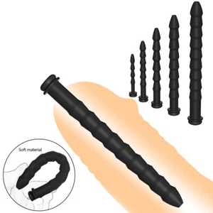 Male Hollow Silicone Sounding Penis Stretcher Urethral Rod Dilator-Plug Men Toy - Picture 1 of 15