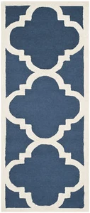 Safavieh Cambridge NAVY / IVORY Wool Runner 2' 6 x 14' - CAM140G-214 - Picture 1 of 2
