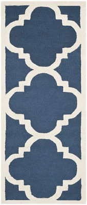 Safavieh Cambridge NAVY / IVORY Wool Runner 2' 6 x 14' - CAM140G-214 - Image 1 of 2