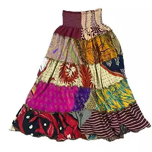 Maxi falda boho de seda artística colorida talla única What Women Wear - Imagen 1 de 11