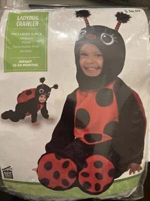 Disfraz Ladybug Crawler Halloween Infantil 12-24 Meses, 5 piezas: Mono, Capucha, Concha Foto 1 de 4