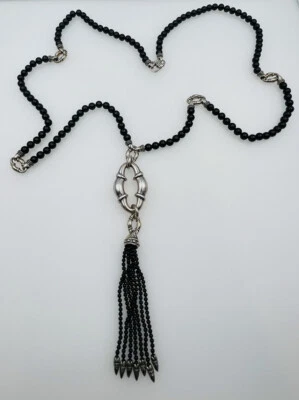 Scott Kay Authentic Sterling Silver & Black Onyx Beaded Tassel Necklace - Image 1 of 4