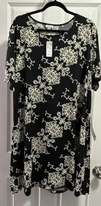 AVENUE BLACK & WHITE DRESS 22/24 STRETCHY CASUAL DRESSY DRESS NEW - Picture 1 of 6