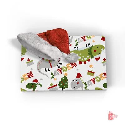 Name Personalized Wrapping Paper Custom Christmas Dinosaur Party Gift Paper Roll - Image 1 of 4