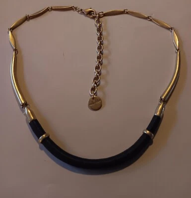 Collar de barra de cuero y tono dorado cepillado Stella&Dot MARCELL Foto 1 de 3