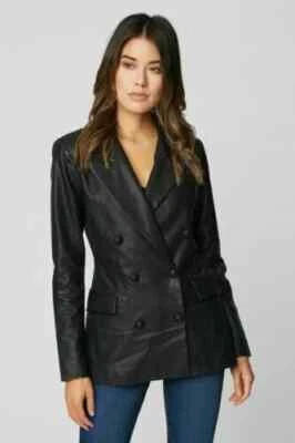 Blazer Elegante Piel de Cordero Genuina Cuero Formal Hecho a Mano Mujeres Blazer Diseñador Foto 1 de 4