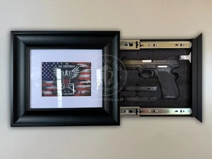 Ukryty schowek Ramka na zdjęcia na broń i cenne przedmioty 14-1/2" x 12-1/2" / Czarna - Zdjęcie 1 z 11