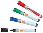 Nobo Liquid Ink Glass Whiteboard Pens, 3mm Bullet Tip, 4 Pack, Dry Erase Markers