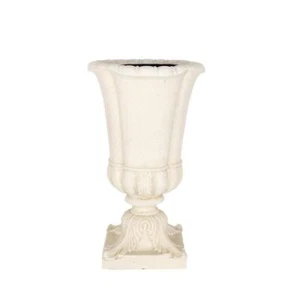 MPG Urn Planter 16.25"x26.5" Lightweight Cast Stone Weather Resistant Aged White - Picture 1 of 1