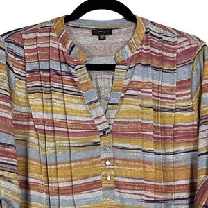 Cocomo Woman Tunic Top Plus Size 3X Red Yellow Blue Striped Elbow Sleeves - Picture 1 of 11