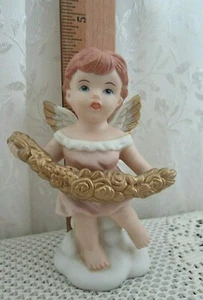 Home Interiors Precious Gift CHERUB Angel Pink Dress Porcelain Figurine 14034-01 - Picture 1 of 7
