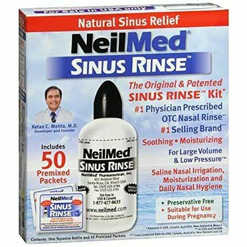 Enjuague sinusal NeilMed paquetes botellas kit de solución salina premezcla alivio natural nasal 29/06 Foto 1 de 1