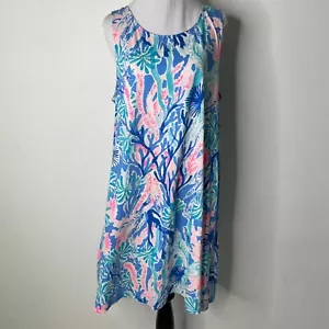 Lilly Pulitzer Women's Blue Pink Kristen Sleeveless Mini Dress Size XL - Picture 1 of 10