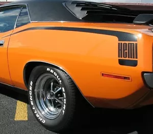 Kit de rayas de palo de hockey Plymouth Cuda 1970 Mopar Hemi 70 negro mate plano - Imagen 1 de 2