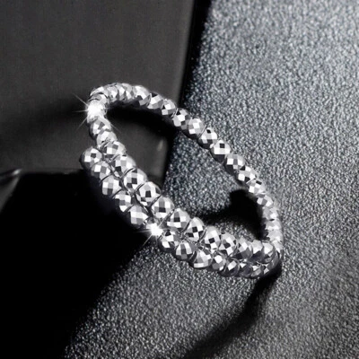 Solid Real Pt950 Platinum Ring Women Lucky Faced Beads Ring US7-8 2.65-2.85g - Image 1 of 4