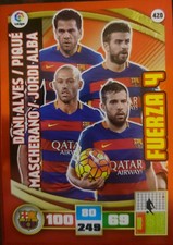 Force 4 No. 420 FC Barcelona Alves Pique Alba Adrenalyn XL Liga BBVA 2015 2016