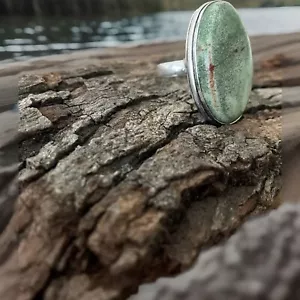 Size 8 Chrysoprase Gemstone Ring -925 Sterling Silver plated Brand New ! - Bild 1 von 4