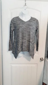 Pullover LOGO M grau Wasserfallsaum mit Taschen  - Bild 1 von 7