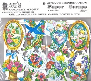 Vintage Lithograph Die-Cut Paper Scraps CUPIDS and FLOWERS printed in England - Picture 1 of 2