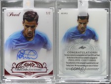 2018-19 Leaf Pearl Auto Red Spectrum Holofoil /7 Philippe Coutinho #AU-PC1 Auto