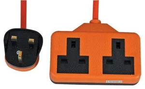 PRO ELEC - Rubberised Plastic 2-Gang Extension, Orange, 5m Lead - Picture 1 of 1