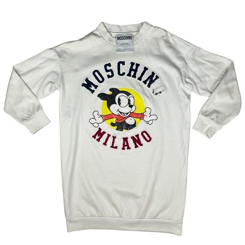 Moschino Couture! felpa vestito bianco vestibilità lunga donna italia uk6 cotone