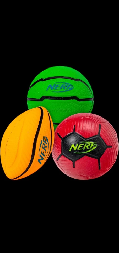 NERF MICRO Foam Mini Sports Ball Set Football Soccer Ball & Basketball
