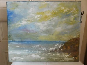 I Daviron " Paesaggio Di Mare Bordo Di Côte " Olio su Tela Datato 2012 - Picture 1 of 12