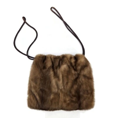Vintage Brown Mink Muff Handwarmer Zippered Purse - Image 1 of 4