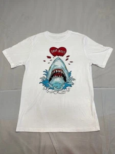Way To Celebrate! Valentine's Day Youth Shirt Shark Graphic"Love Bites"XXL.Stain - Picture 1 of 9